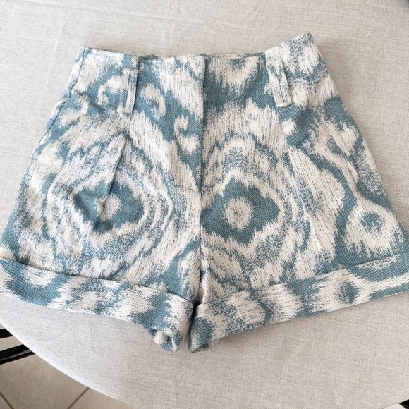Sezane High Waisted Rome Shorts in Blue - Picture 3 of 10